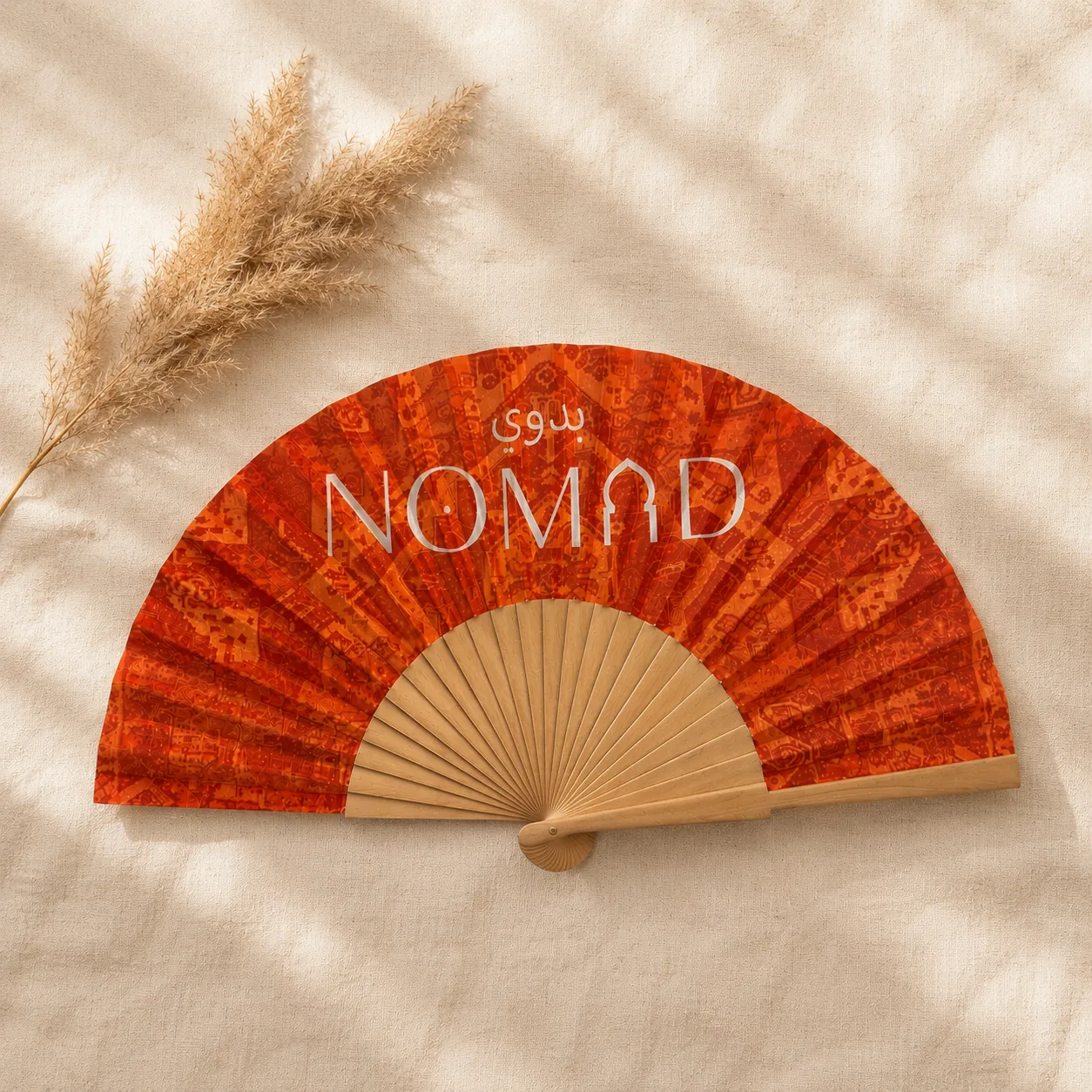Nomad custom silk hand fan by VEYOO